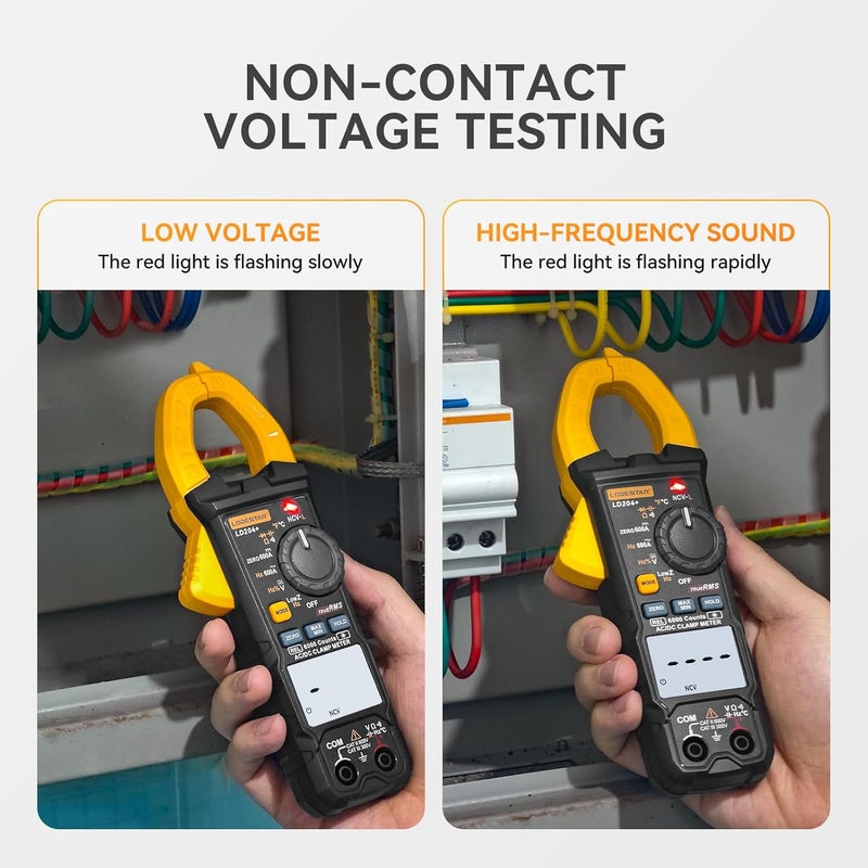 KDator Digital Clamp Meter Multimeter 4000 Counts Voltage Tester with Auto Range, AC/DC Voltage, AC Current, Resistance, Capacitance, Continuity Diode,Live Wire Test, NCV, True RMS, AC Current Meter LD202A+ - Image 4